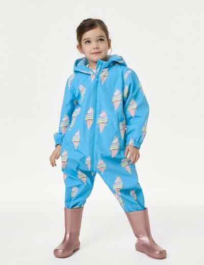 Hooded Colour Block Puddlesuit (2-8 Years)